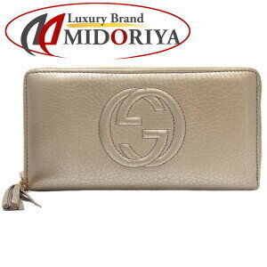 Gucci Soho Interlocking GG long wallet metallic gold leather
